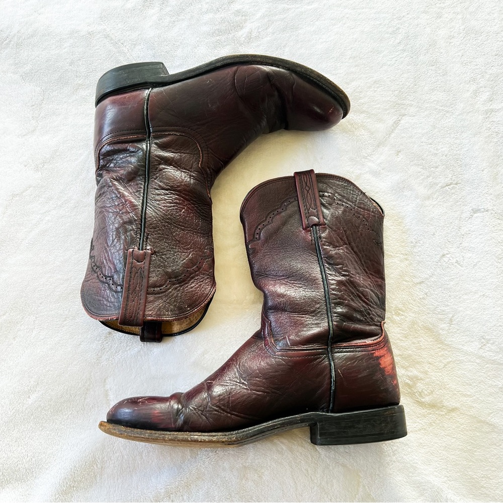 Lucchese Men’s Black Cherry Lonestar Calfskin Roper Cowboy Boots - Picture 2 of 14